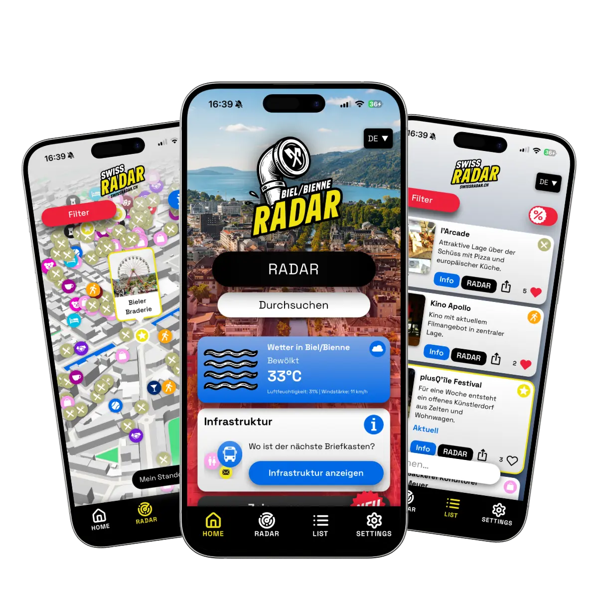 SwissRadar App auf einem Smartphone